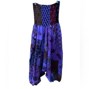 Tribal Azure 100% Cotton, Made in India, Patchwork,‎ Smocked Waist Harem Pants